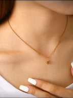 🌸 Colar Flor Rosa – Aço Inoxidável