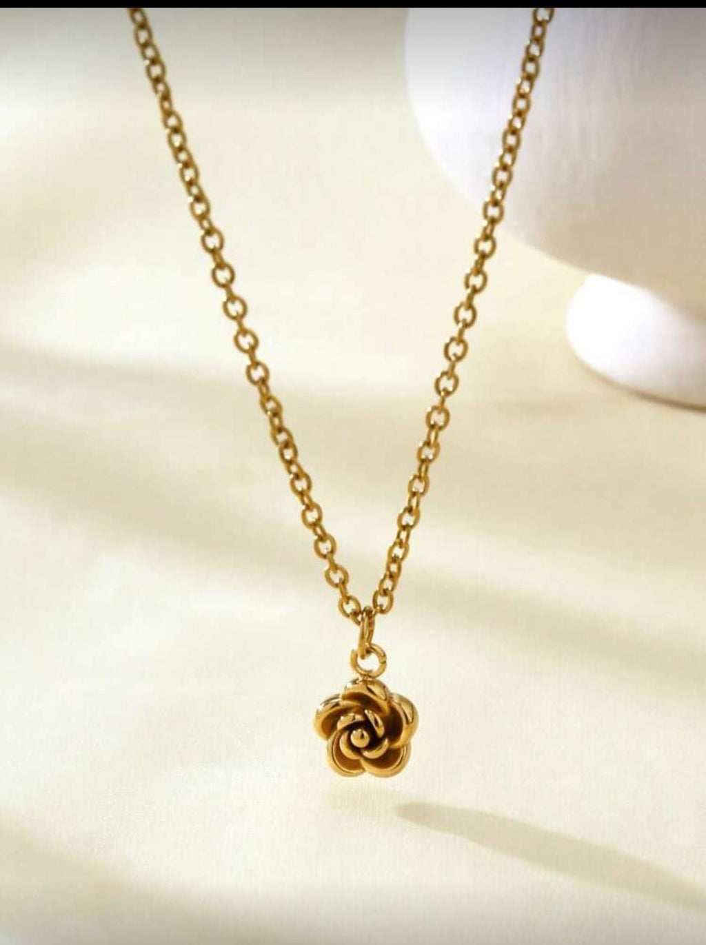 🌸 Colar Flor Rosa – Aço Inoxidável