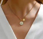 Colar Hipoalergênico de Aço Inoxidável 18K com Pingente de Flor de 5 Pontas 🌸✨ – Banho de Ouro 18K