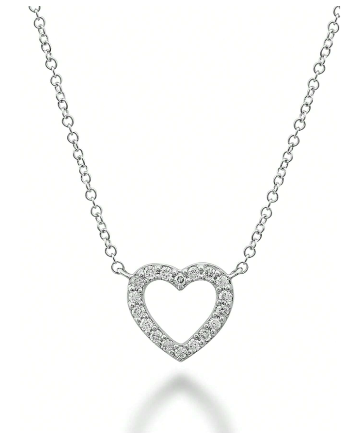 💖 Colar Coração Prateado em Prata Esterlina 925 ✨