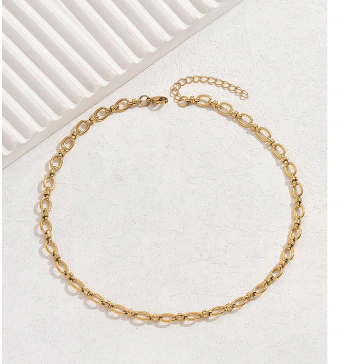 Colar Feminino de 8 Fios em Aço Inoxidável – Estilo Europeu e Americano, Moderno e Sofisticado