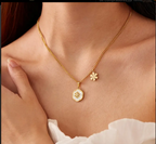 Colar Hipoalergênico de Aço Inoxidável 18K com Pingente de Flor de 5 Pontas 🌸✨ – Banho de Ouro 18K