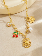 Colar Flor de Cerejeira e Girassol – Delicado e Sofisticado ✨